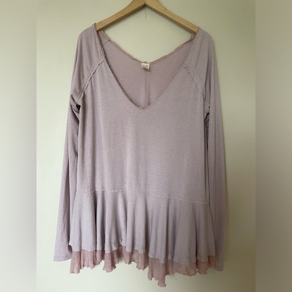 Free People Tangerine Long Sleeve Tee Blouse Mauve Size Medium - Picture 5 of 12